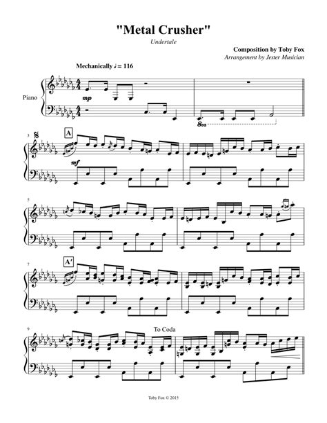 metal crusher piano sheet music|metal crusher undertale.